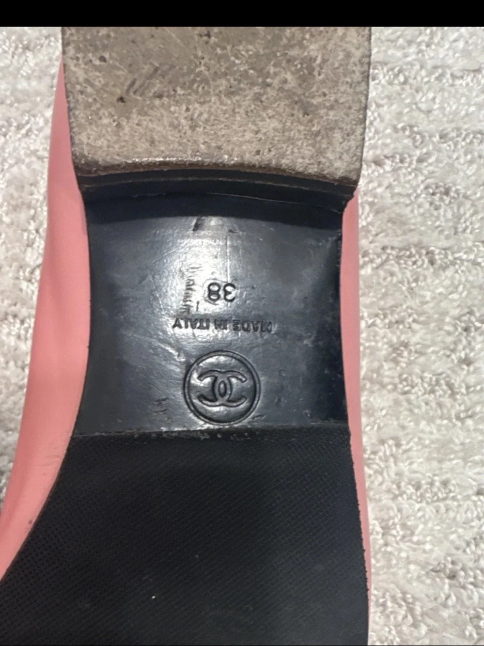 Chanel Pink and Black Cap-Toe Ballet Flats